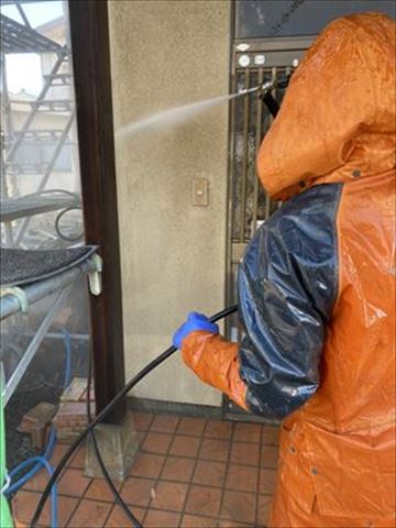 塩尻市モルタル補修塗装工事