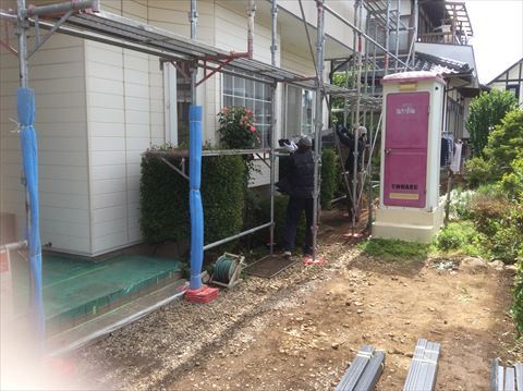 塩尻市金属サイディングカバー工法　下地