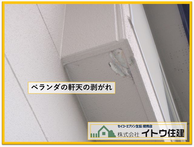 辰野町現地調査　軒天剥がれ