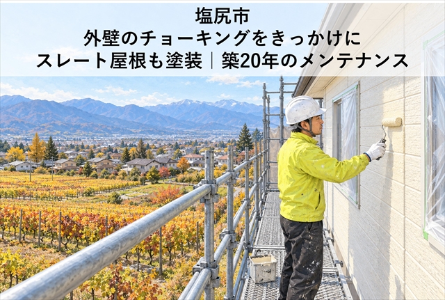 塩尻市｜外壁のチョーキングをきっかけにスレート屋根も塗装｜築20年のメンテナンス