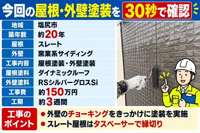 塩尻市｜外壁のチョーキングをきっかけにスレート屋根も塗装｜築20年のメンテナンス1