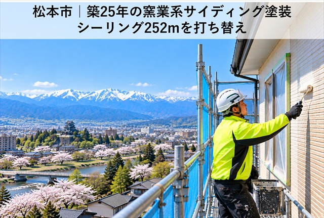 松本市｜築25年の窯業系サイディング塗装｜シーリング252mを打ち替え