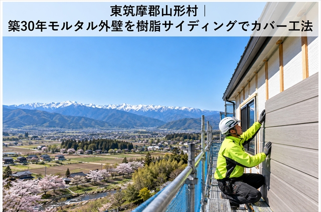 東筑摩郡山形村｜築30年モルタル外壁を樹脂サイディングでカバー工法