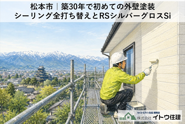 松本市｜築30年で初めての外壁塗装｜シーリング全打ち替えとRSシルバーグロスSi